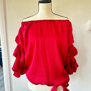 Vince Camuto Red Off-Shoulder Blouse